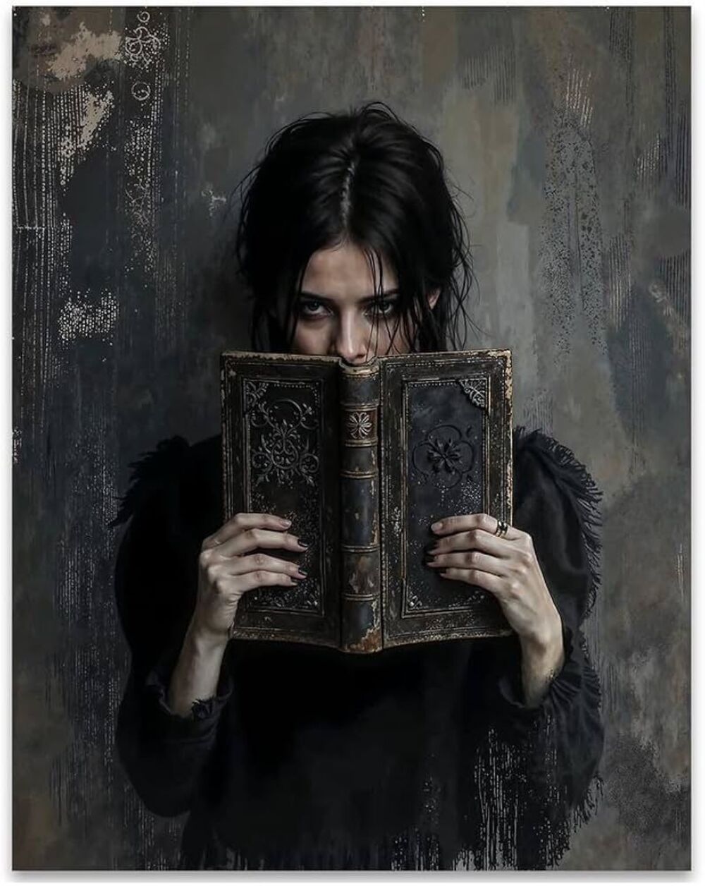 Dark Academia 5”x7” Glossy Print Victorian Woman Reading, Librariancore Wall Art